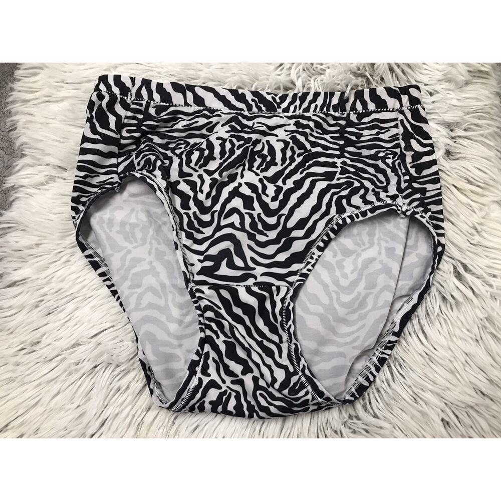 Vintage Hanes Women's Polyester Brief Panty black Zebra Print Size 7/L